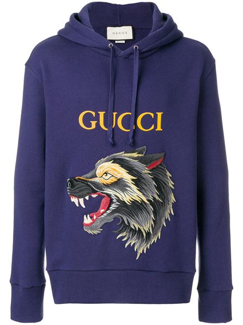 gucci sweatshirt with wolf print on hoodie